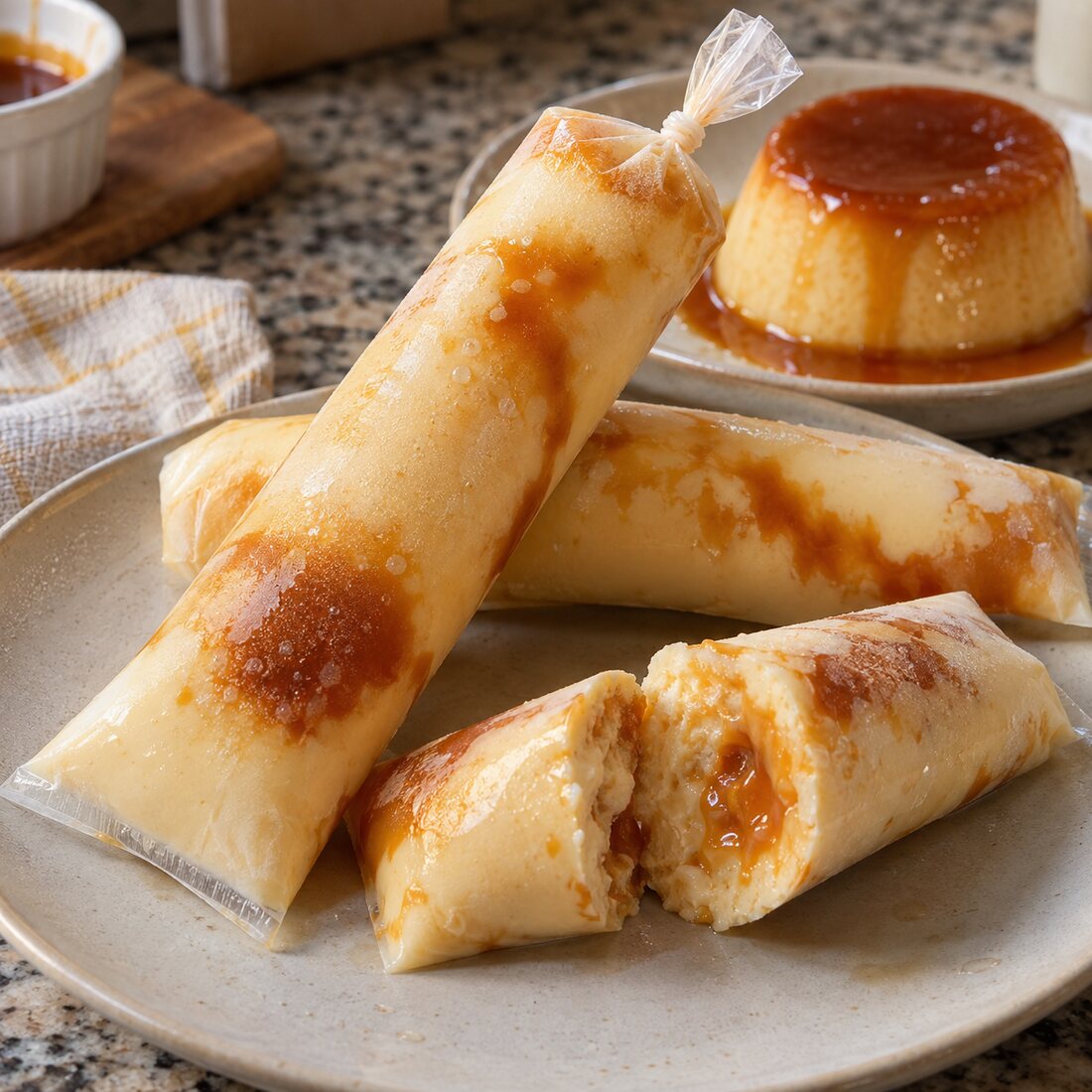 Geladinho de pudim com caramelo
